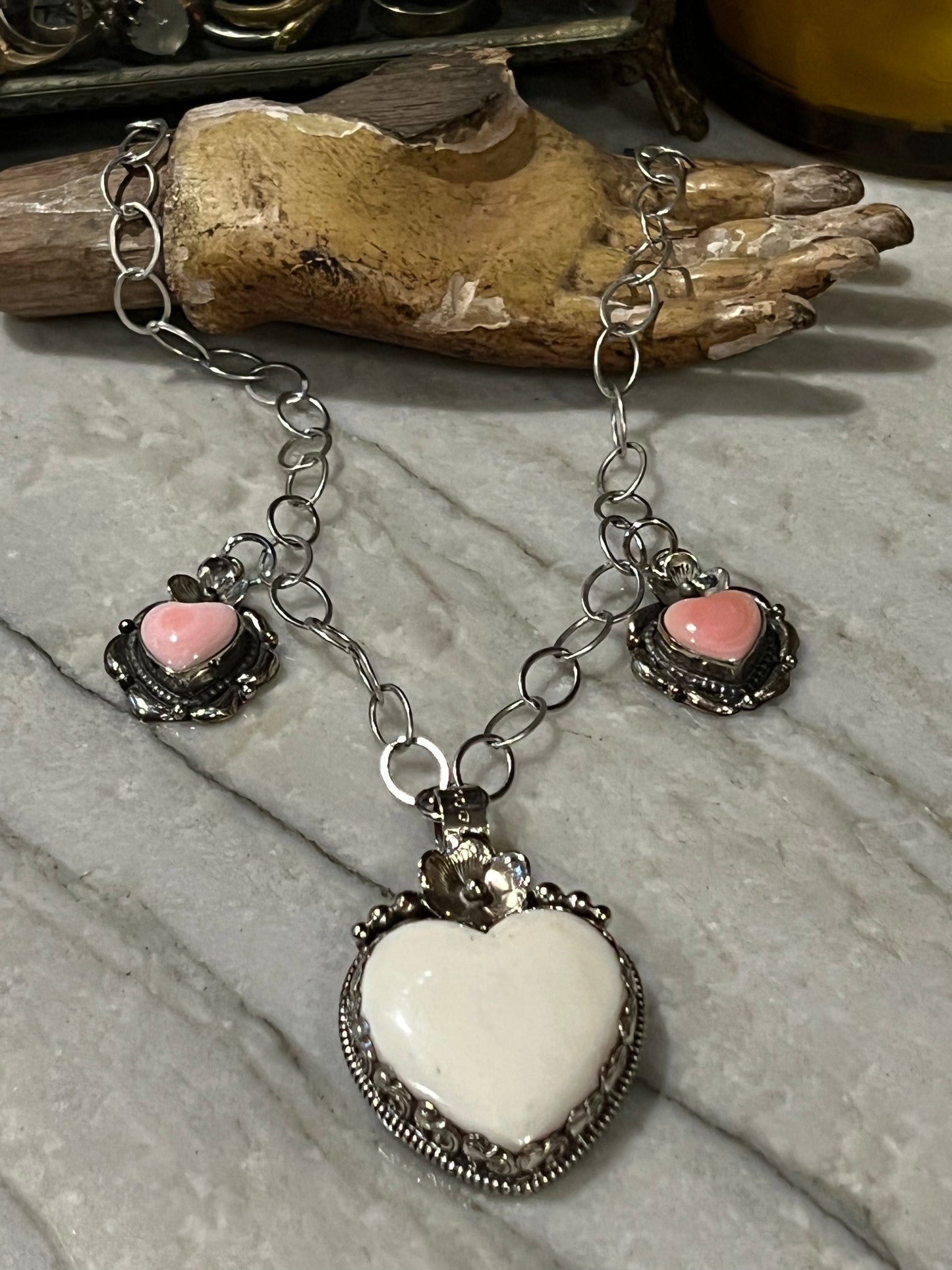 Heart Charm Necklace Pink 1675