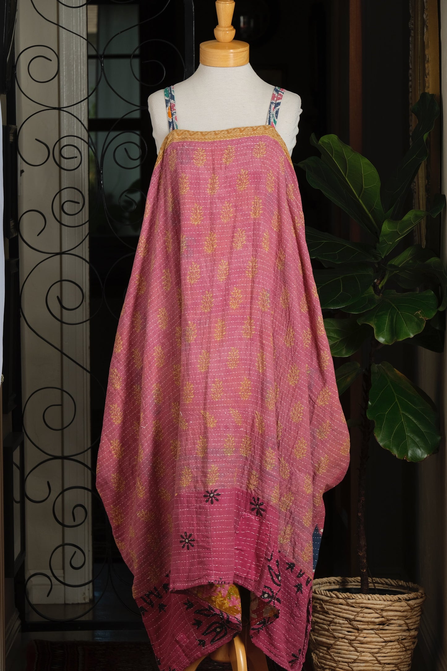 Kantha Maxi Dress in Bohemian Pink