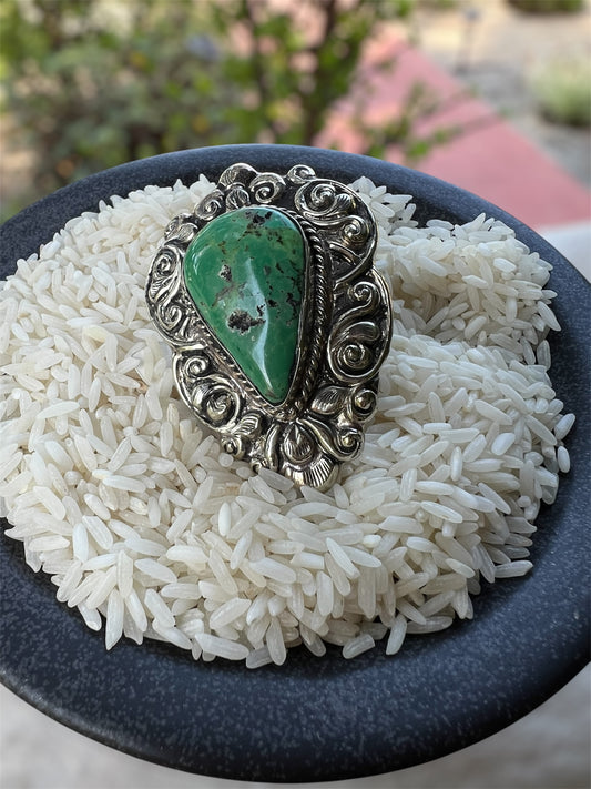 Ornate Tear Drop Turquoise Ring