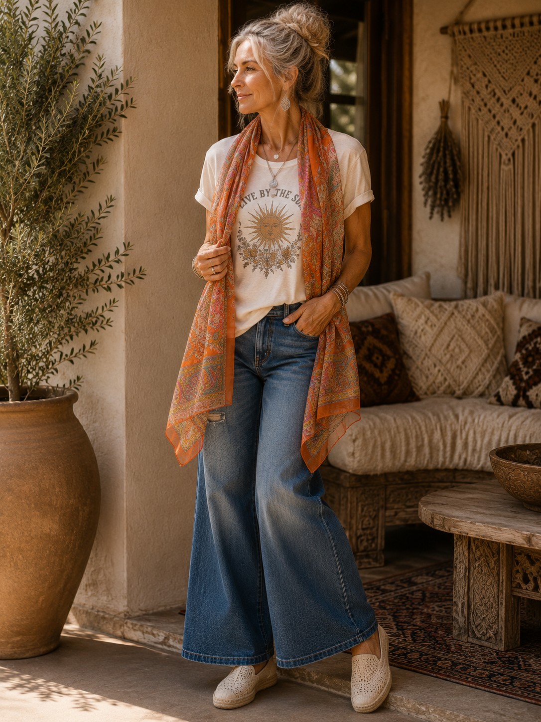 Silk Scarf in Persimmon