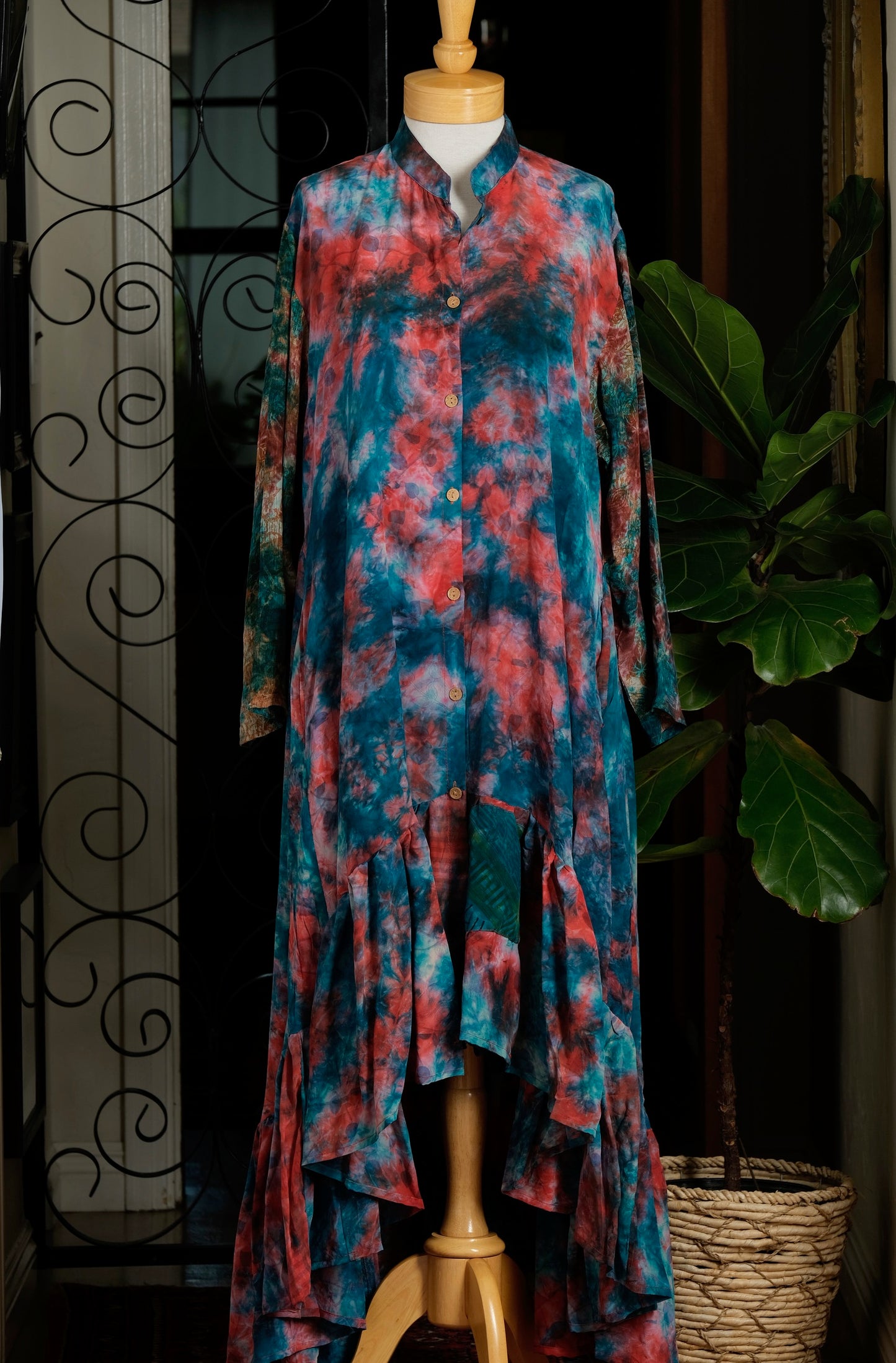 Lotus Duster Dress in Teal Mirage