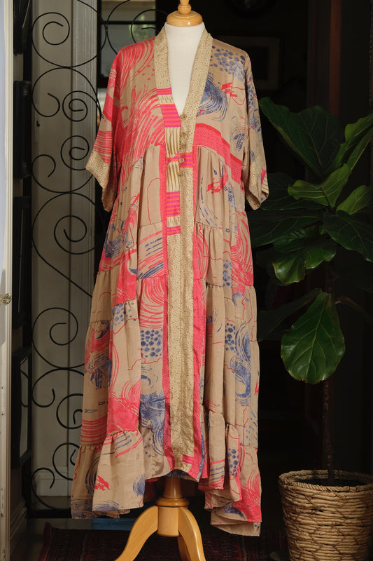 Easy Dress in Coral Waves