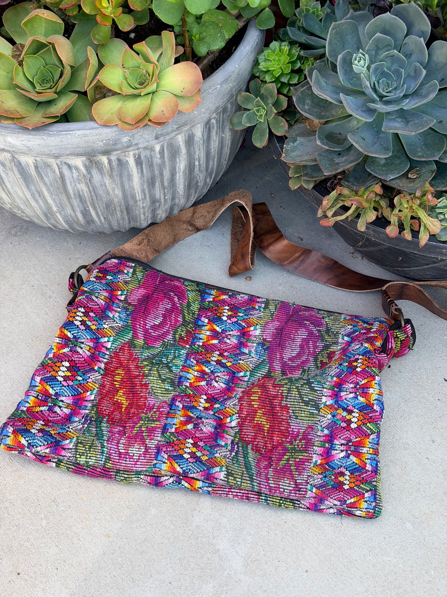 Needlepoint Crossbody in Kaleidoscope Rose