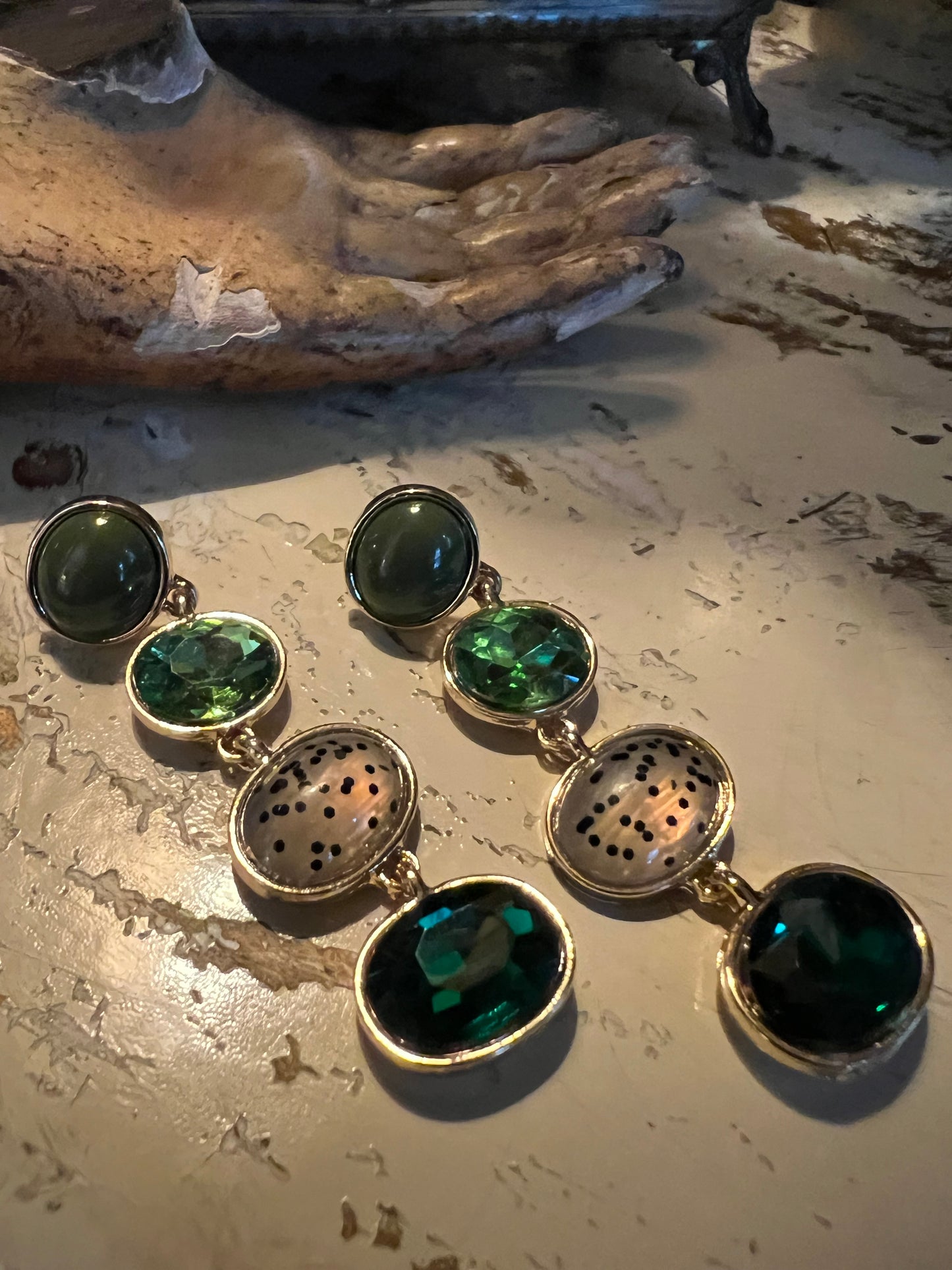 Green Dalmatian Dangle Earring