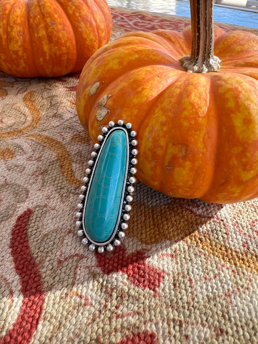 Elongated Faux Turquoise Ring