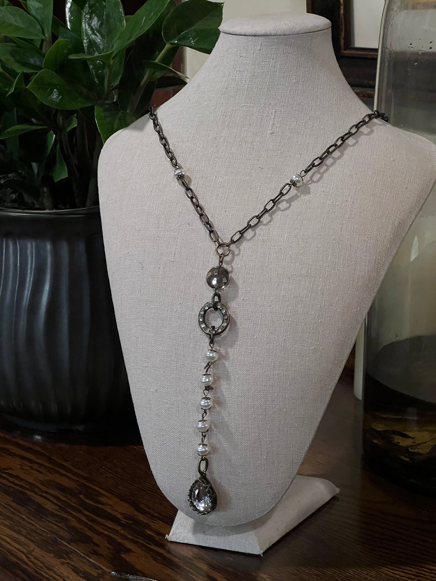 Y Pearl Drop Necklace