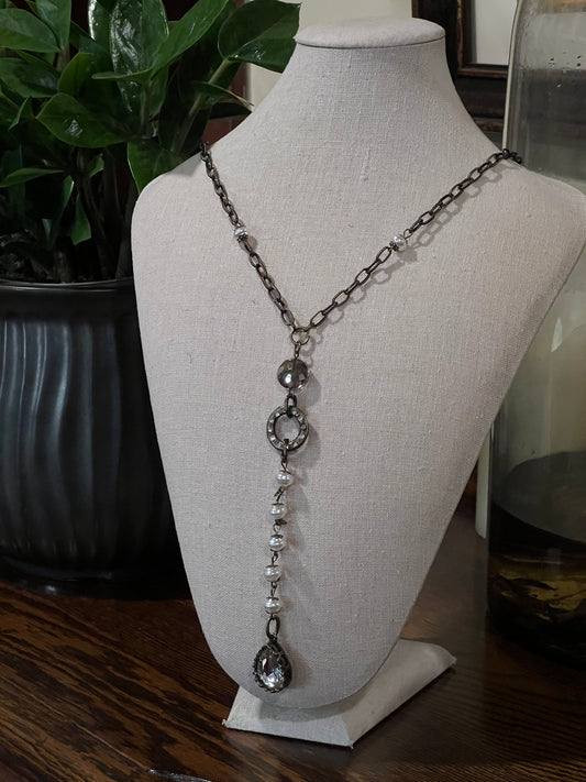 Y Pearl Drop Necklace