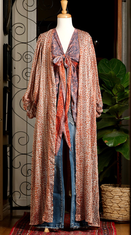 Nova Duster in Terracotta Leopard