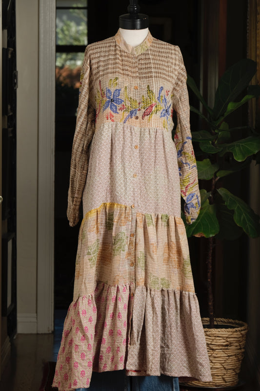 Majestic Duster Dress in Blue Flower