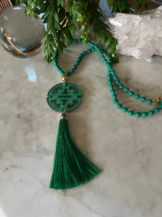 Cherry Blossom Necklace in Emerald Green