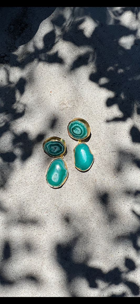 Malachite Rustic Earring
