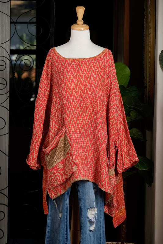 Kantha Pullover in Zig Zag