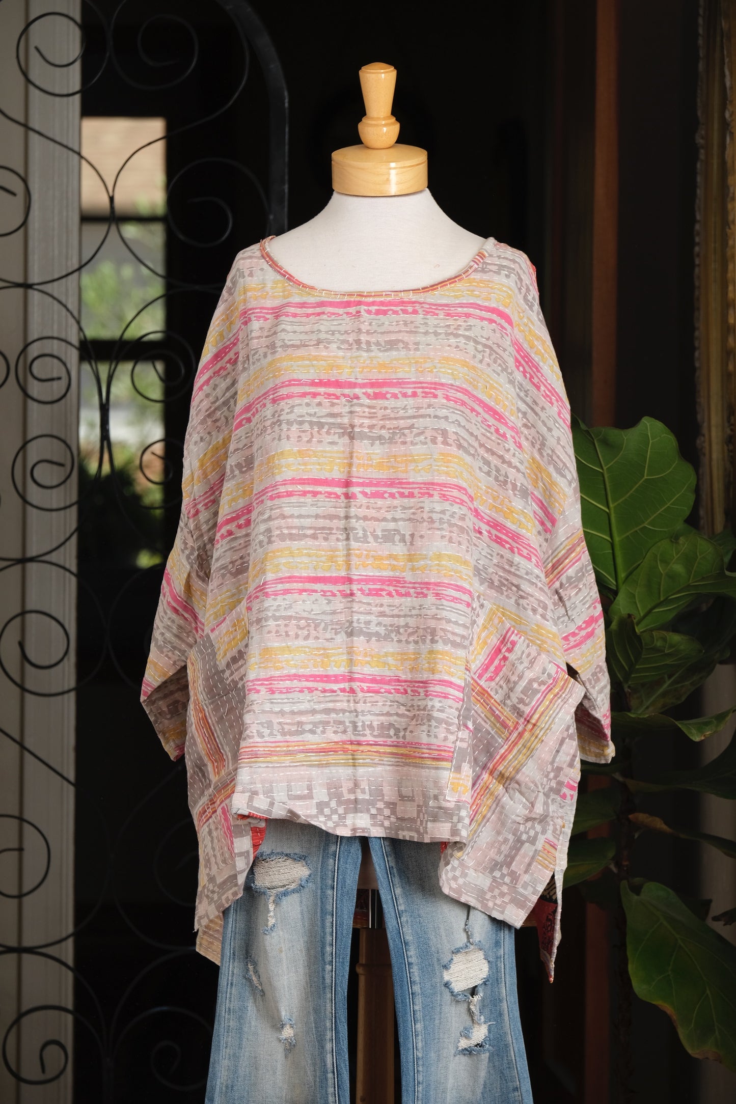 Kantha Pullover in Easy Stripe