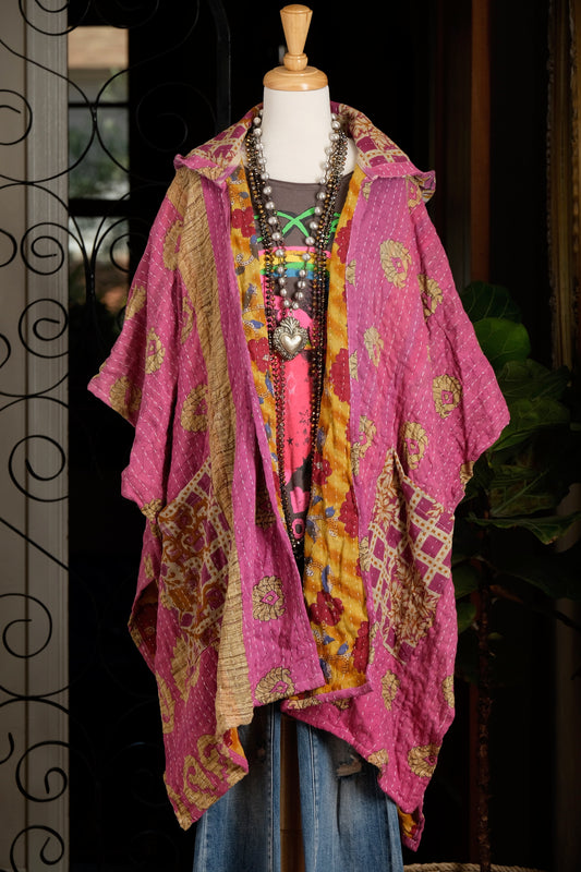 Hoodie Vest in Pink Paradise