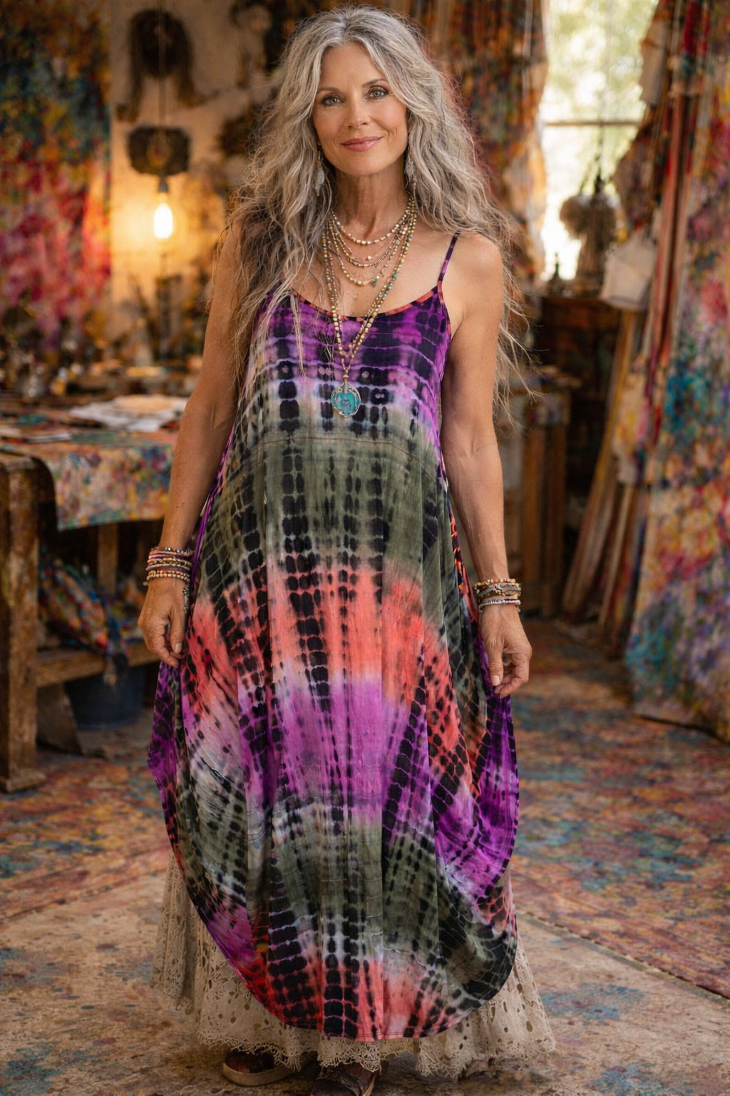 Cocoon Dress in Happy Hippie