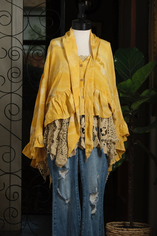 Ruffled Gypsy Top in French Butter