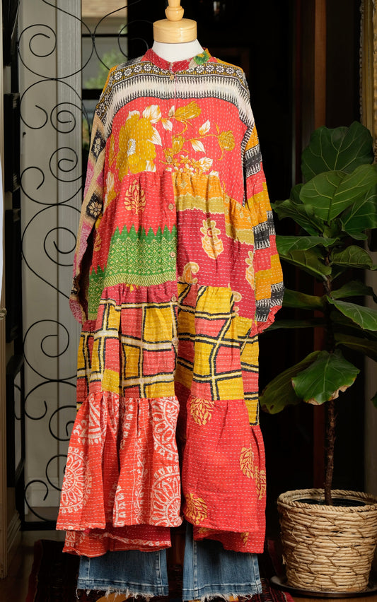 Majestic Duster Dress in Green Patch