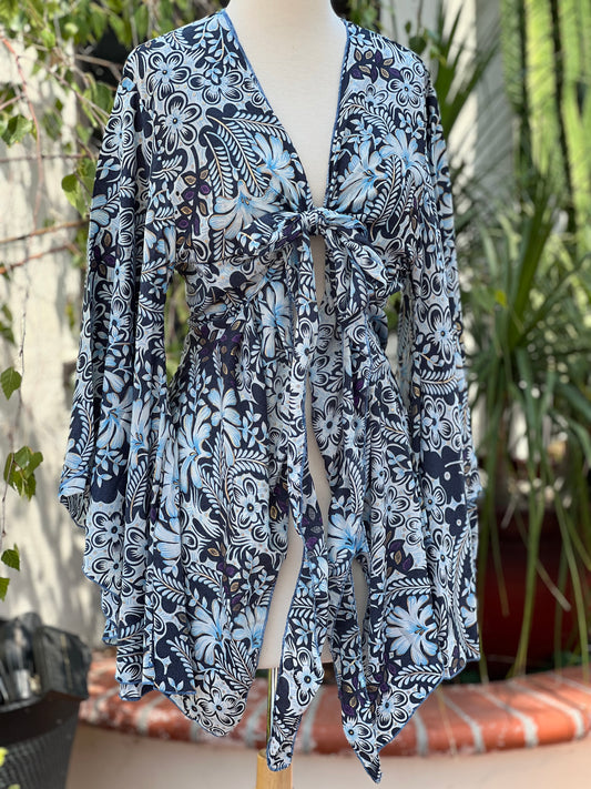 Angel Tie Top in Blue Tropic