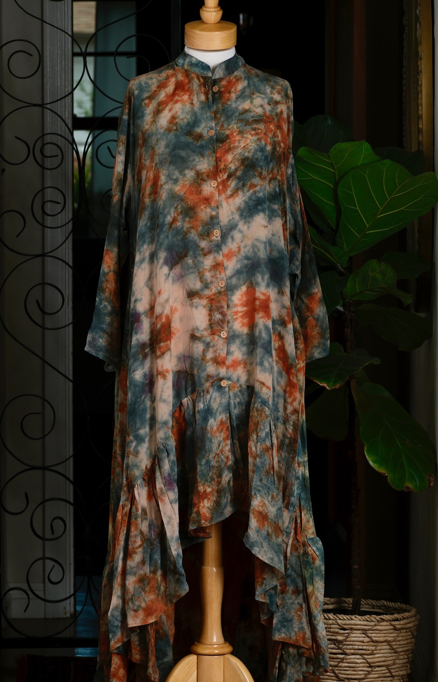 Lotus Duster Dress in Terracota Jade