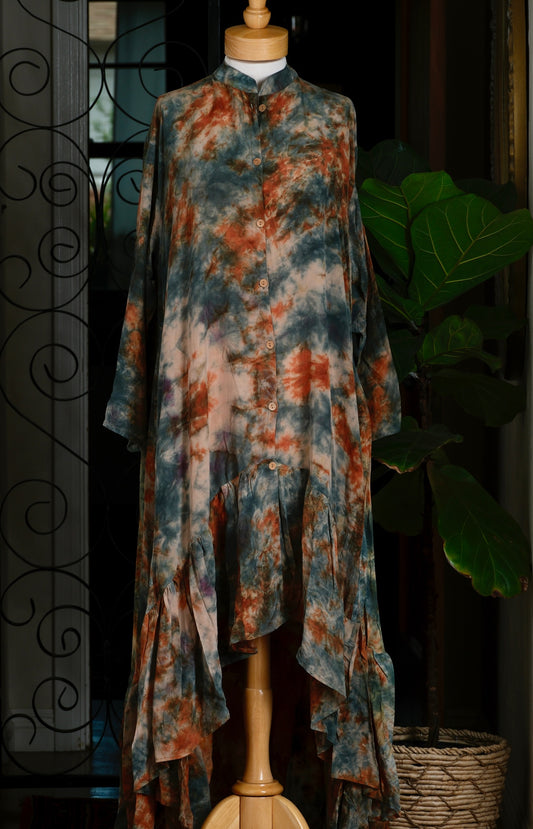 Lotus Duster Dress in Terracota Jade