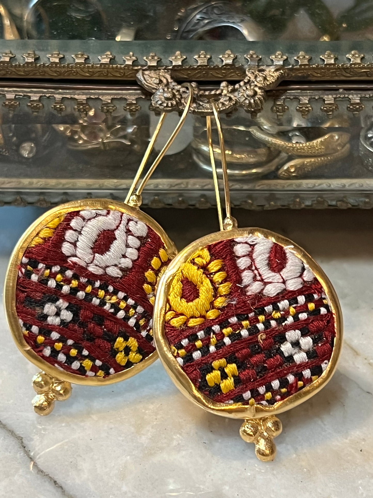 Caravan Earring in Saffron Stitch
