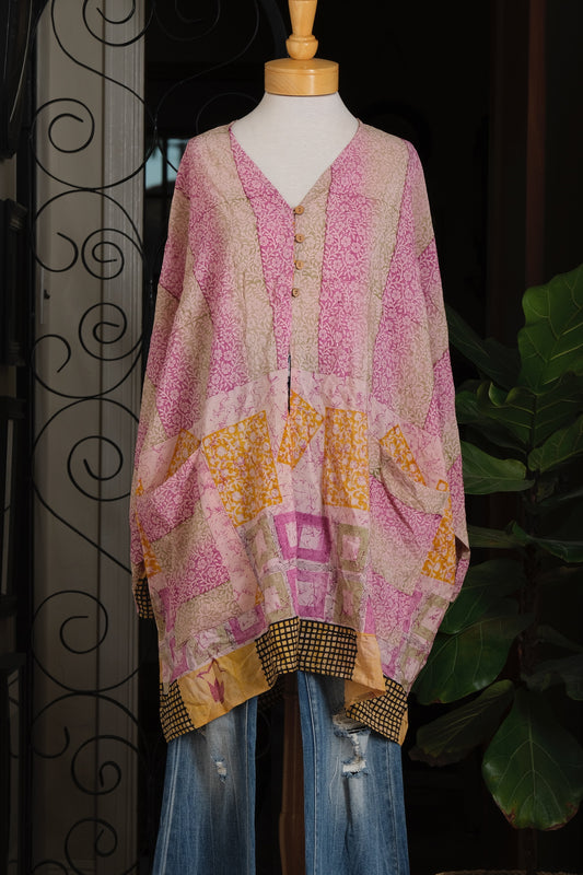 Split Tunic in Pink Squared