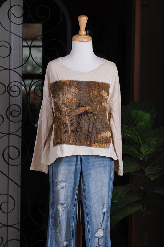 Crop Stitch Foliage T Shirt