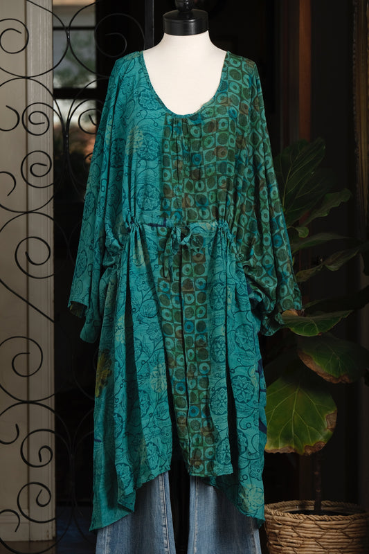Drawstring Tunic in Turquoise