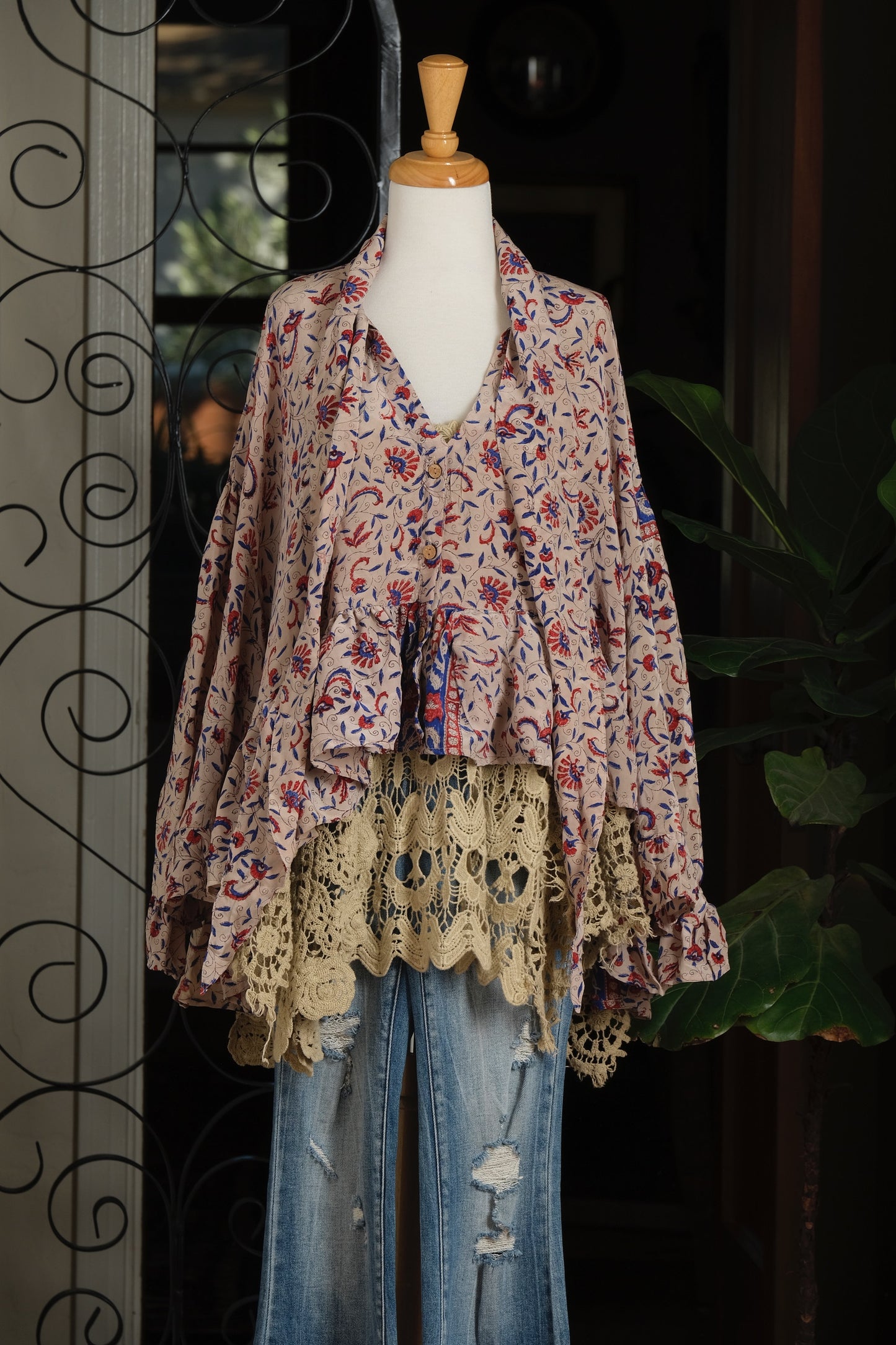 Ruffled Gypsy Top in American Beauty