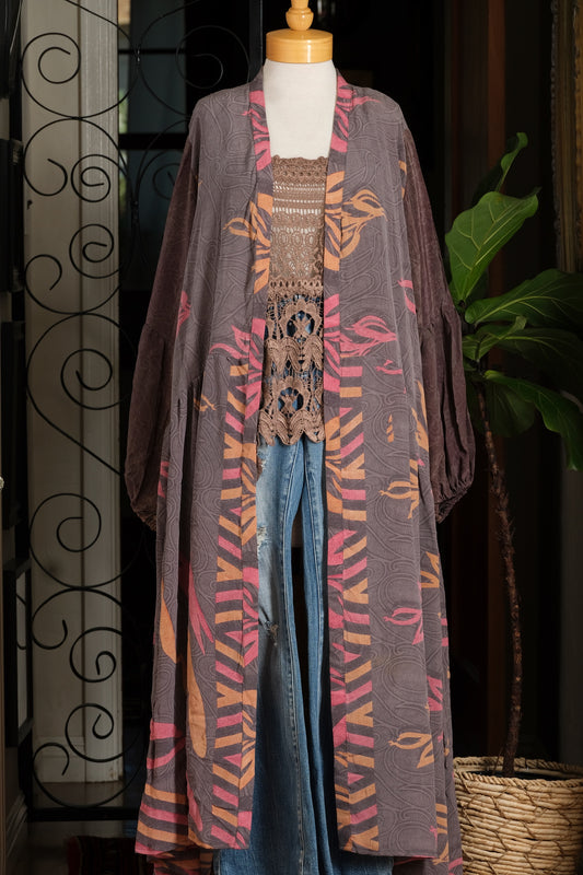Evermore Duster in Pink Leaf