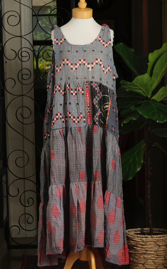 Kantha Celestial Maxi in Quiltwork Grey