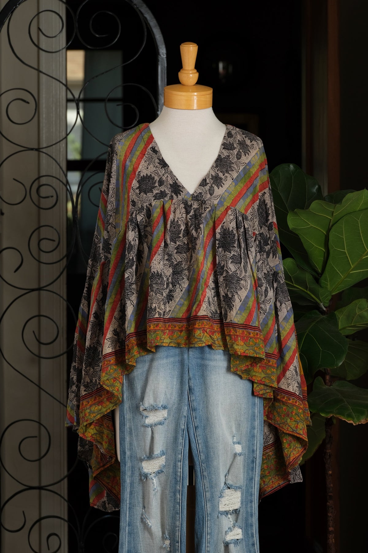 Gold Dust Crop Top in Black Lotus Stripe