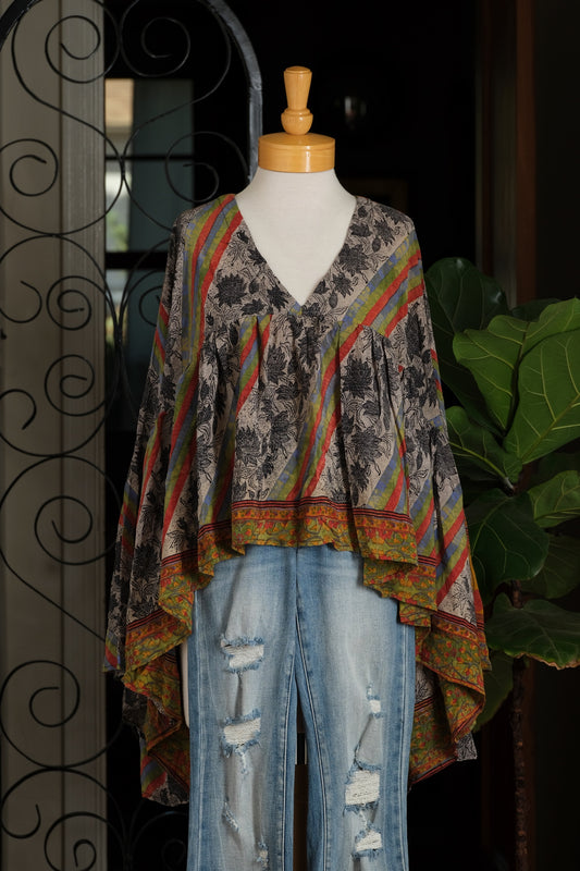 Gold Dust Crop Top in Black Lotus Stripe