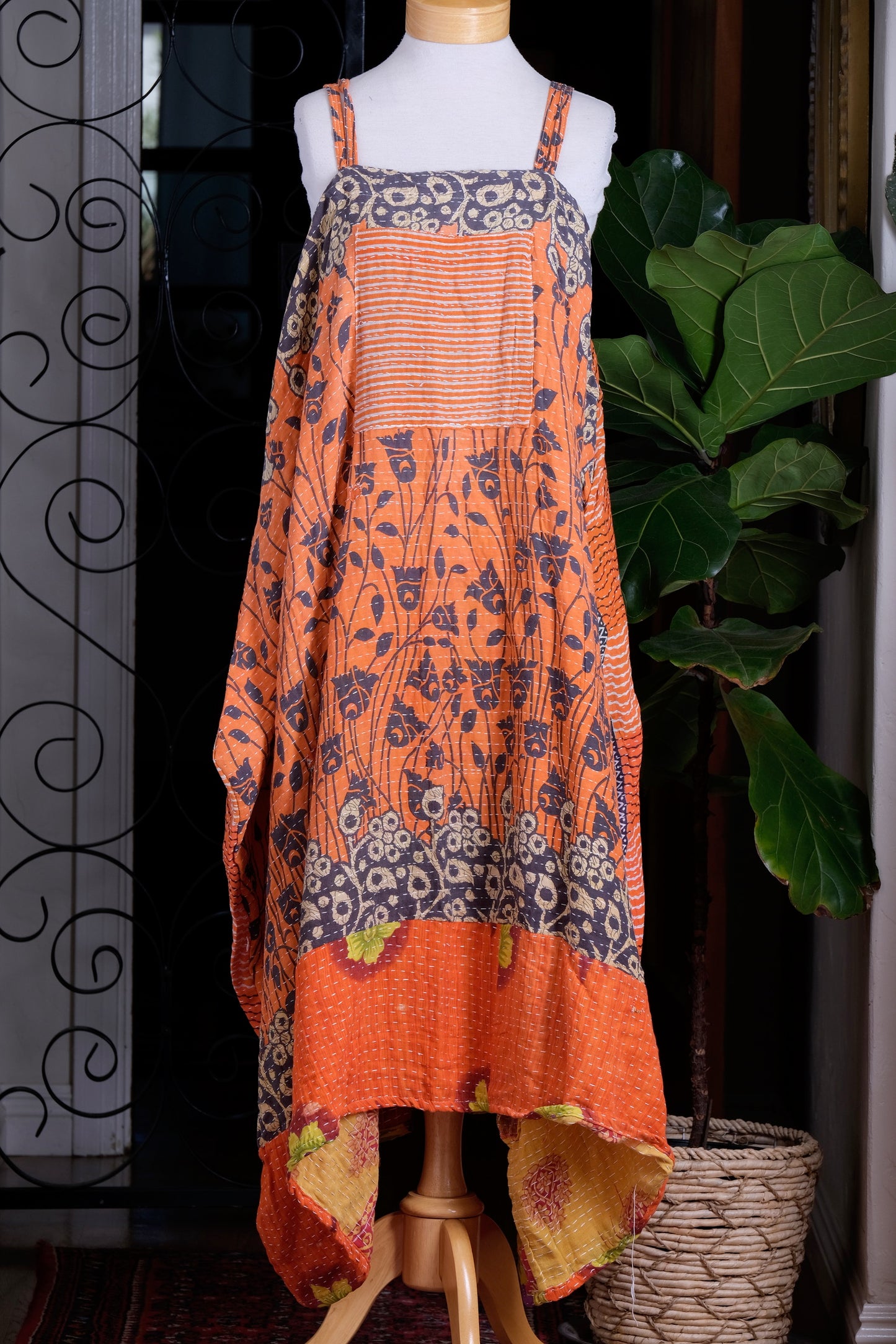 Kantha Maxi Dress in Black Tulip