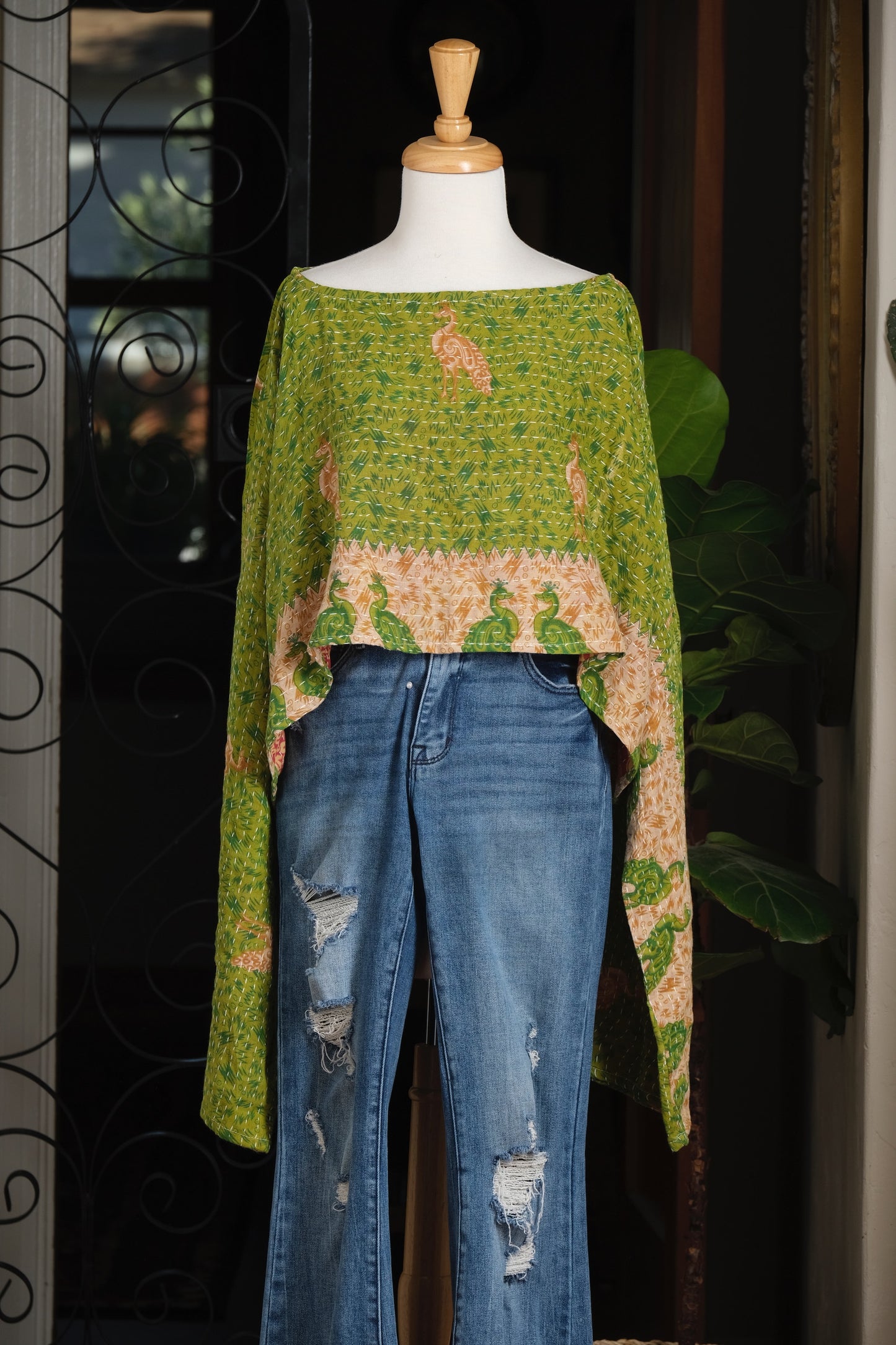 Crop Top in Green Peacock