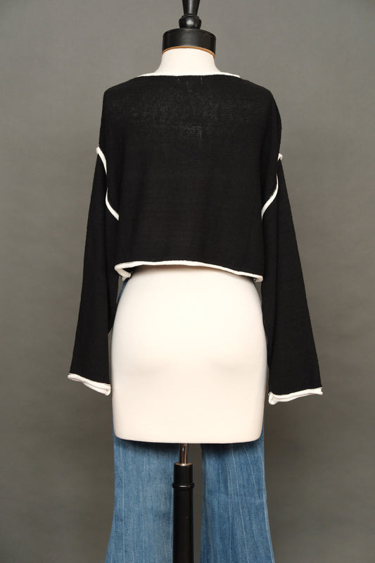 Joelle Black & White Cropped Sweater