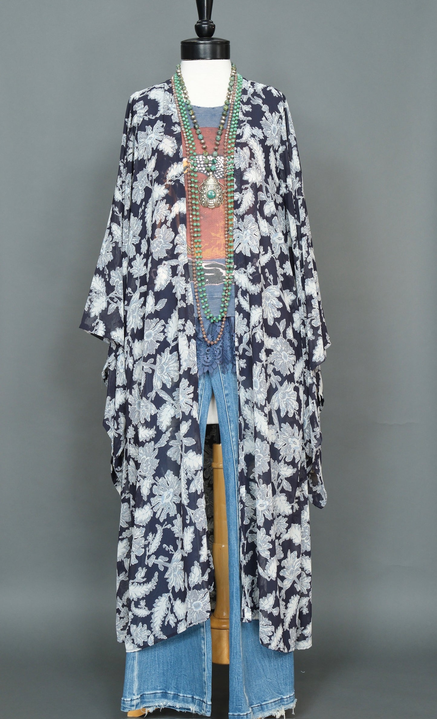 Blue Period Floral Kimono by Jennafer Grace