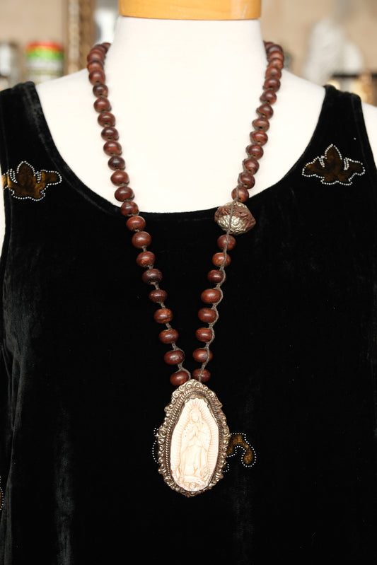 Guadalupe Necklace with Wooden Beads