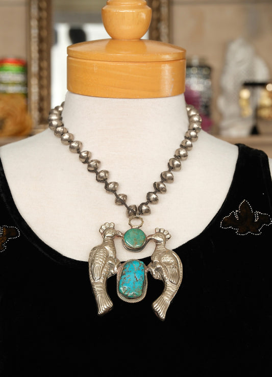 Birds with Turquoise Pendant Necklace