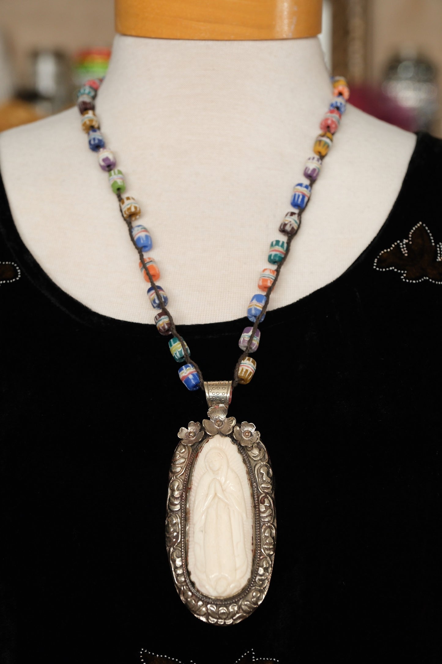 Guadalupe Necklace with African Beads