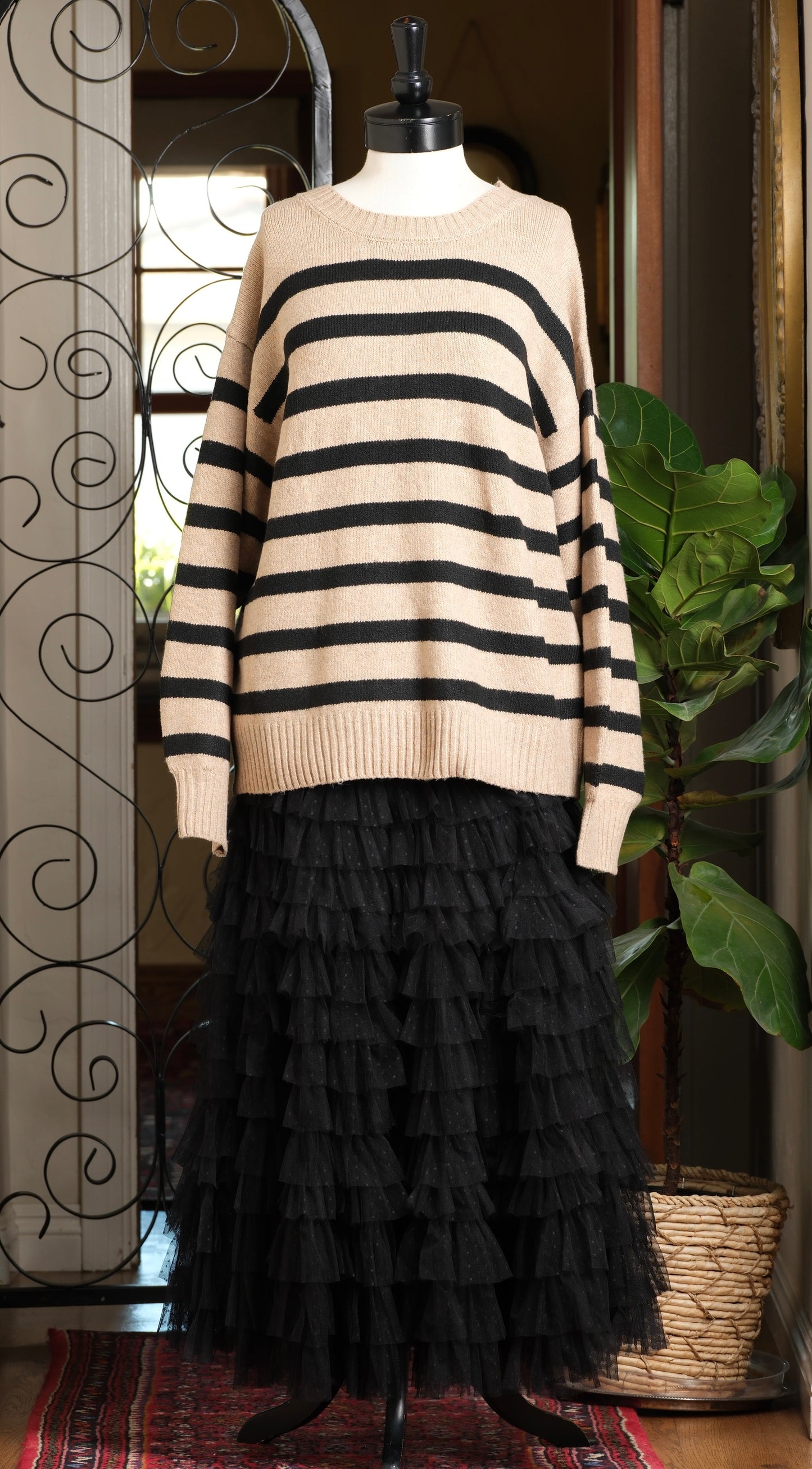 French Taupe Stripe Sweater