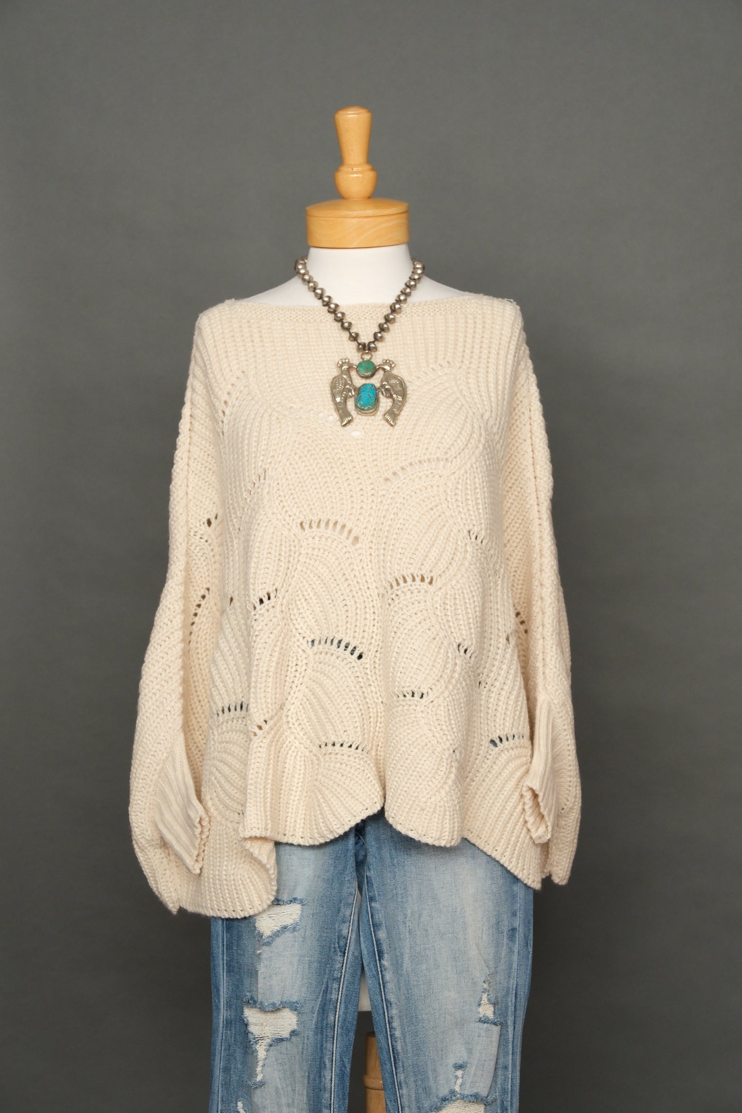 Everywhere Poncho Sweater in Ivory