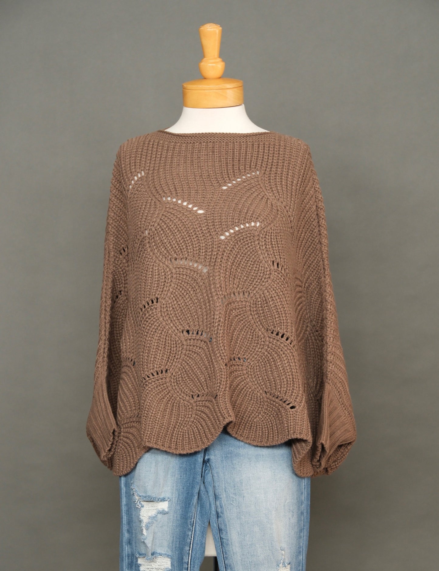 Everywhere Poncho Sweater in Taupe