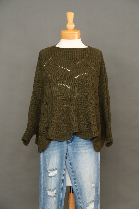 Everywhere Poncho Sweater in Olive