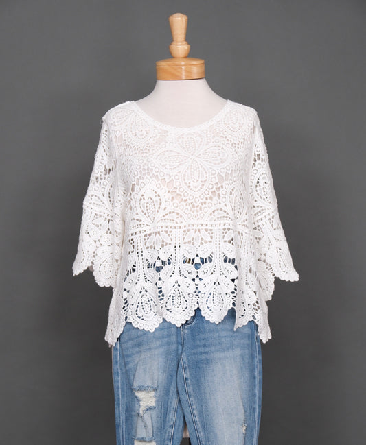 Clementine Crochet Top in Summer White