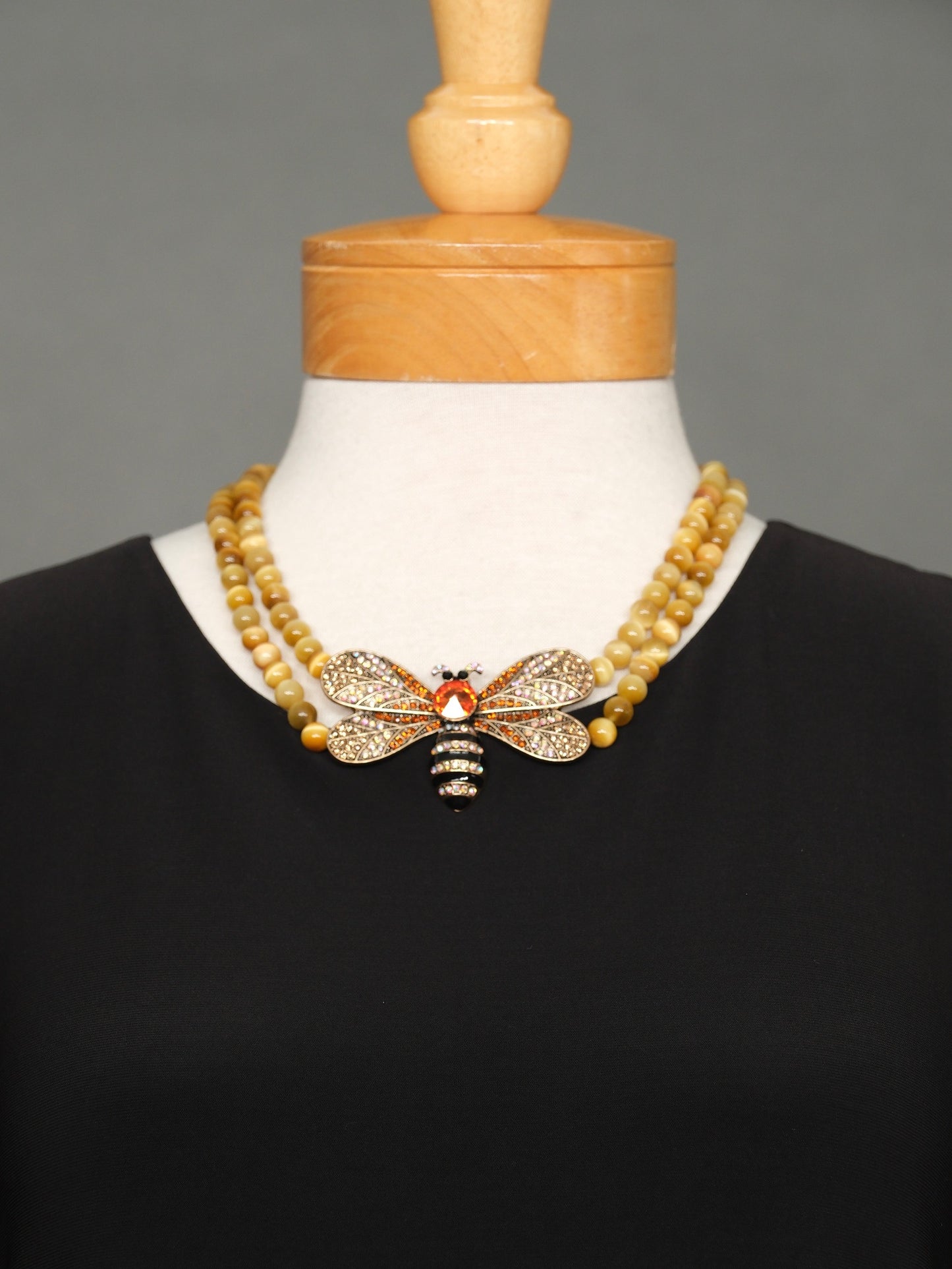 Golden Bee Bejeweled Necklace