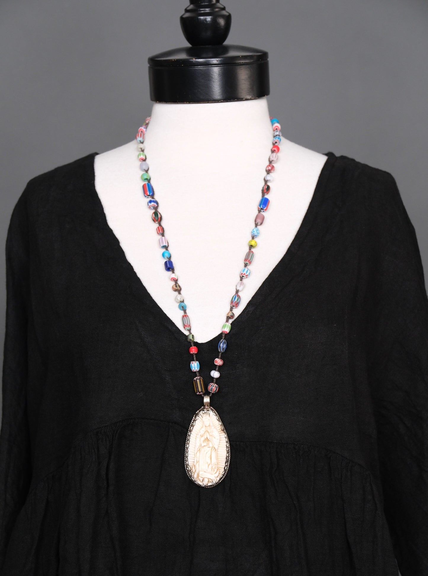 Guadalupe Necklace with African Beads #101