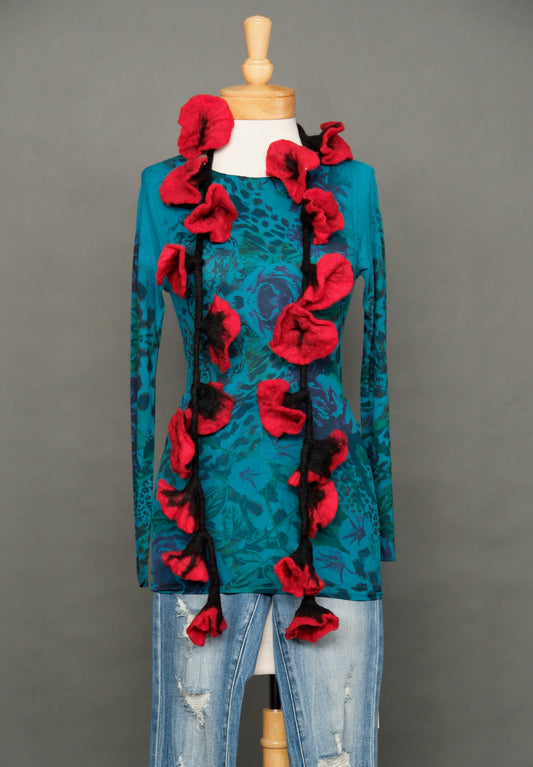 Lotus Blossom Floral Boa in Red