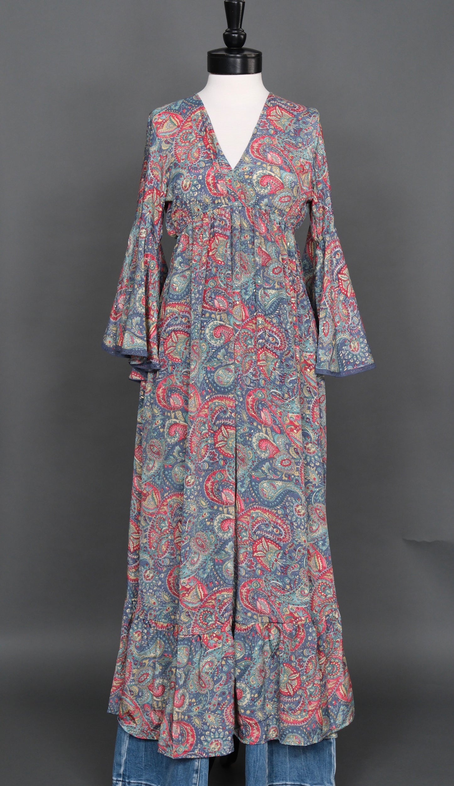 Belle Dress in French Blue Paisley