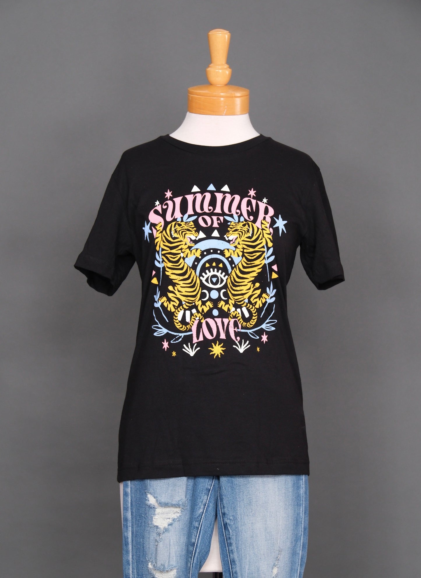Summer Of Love Tiger T-Shirt in Inky Black